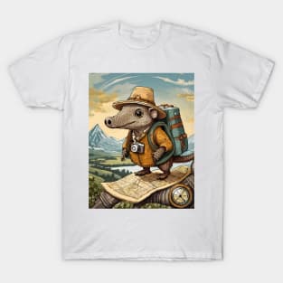 Vintage Retro Travel Adventurous Armadillo Explorer T-Shirt